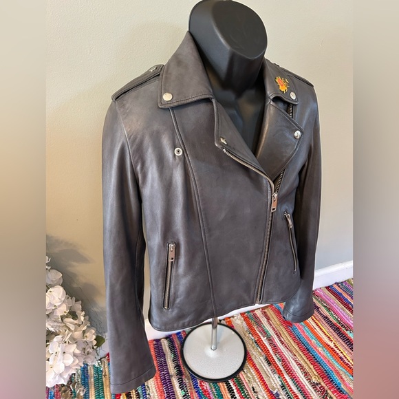 DIESEL Motorcycle Jacket Biker Moto Bomber Leather Coat Medium - Picture 4 of 9